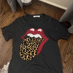 Daydreamer Black Graphic Tee with Red and Leopard Print